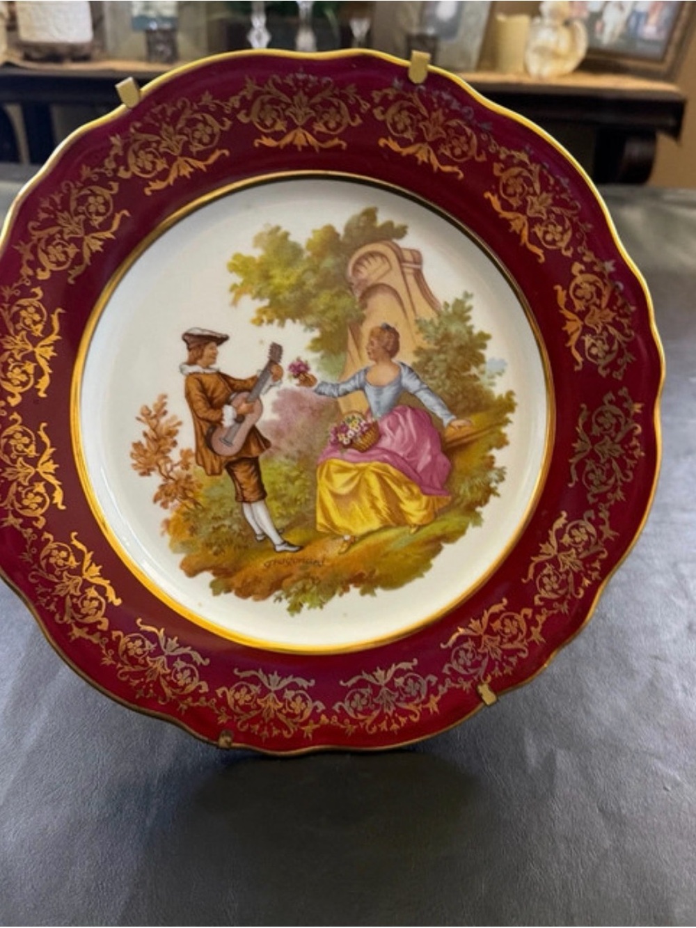 Royal Doulton Burgundy and Gold Decorative Porcelain Plate
